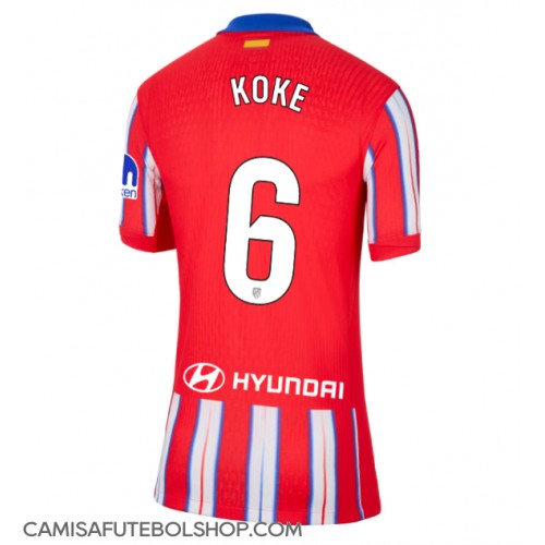 Camisa de time de futebol Atletico Madrid Koke #6 Replicas 1º Equipamento Feminina 2024-25 Manga Curta